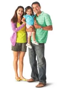 Family holding girl