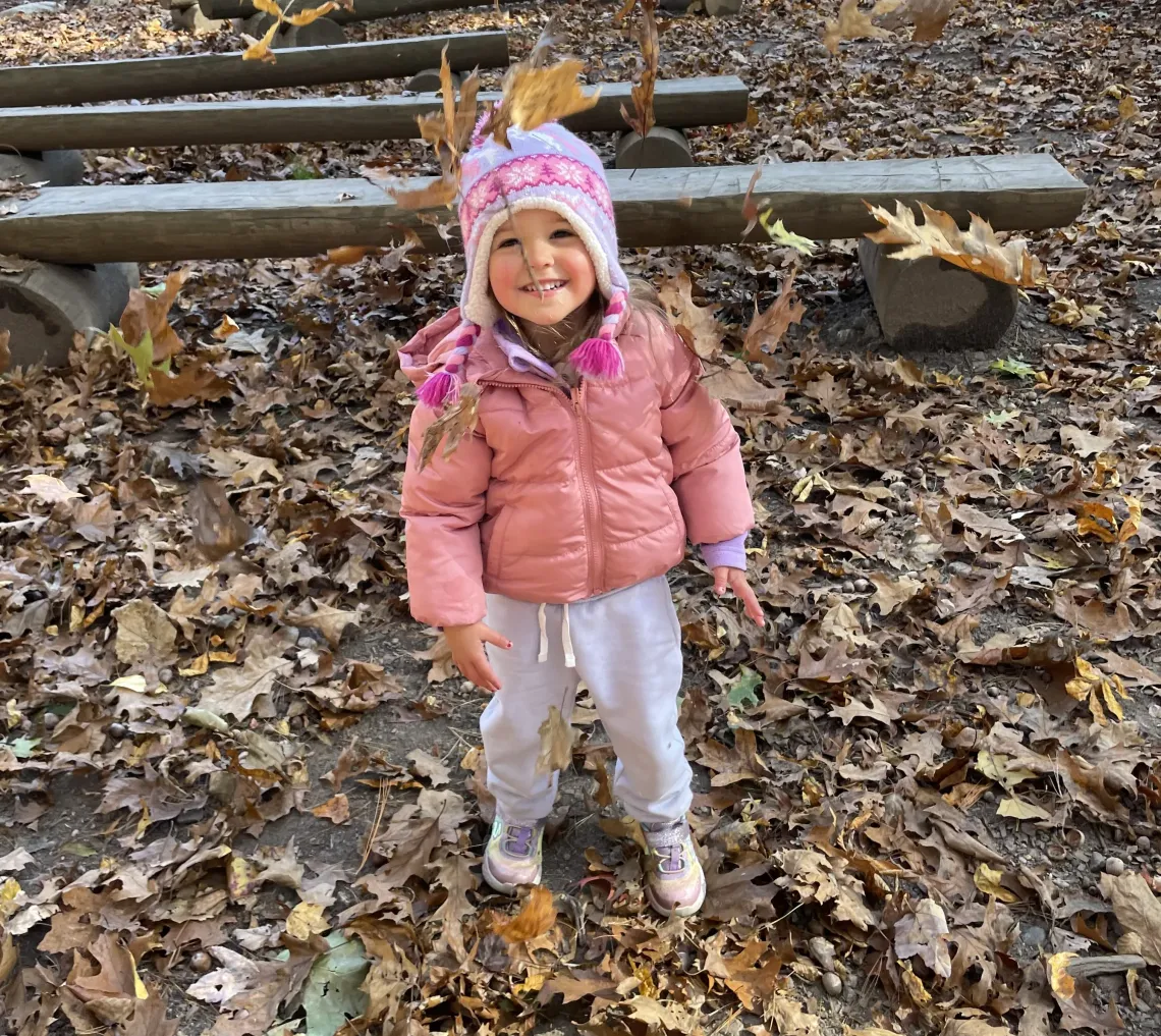Nature preschool girl leaf