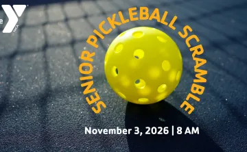 pickleball banner with "senior pickleball scramble" and "November 3, 2026 | 8 AM" written on it
